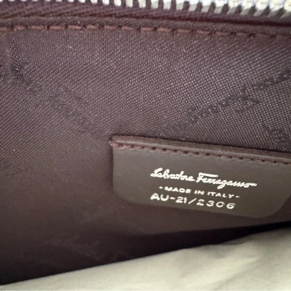 Salvatore Ferragamo Dark Brown Animal Print Clutch - Picture 3 of 7